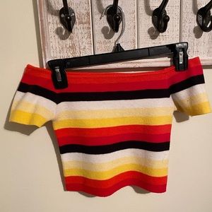 striped colorful off the shoulder top